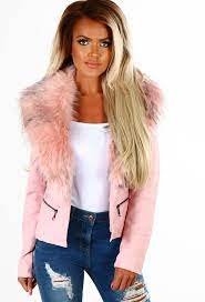 Faux Love Pink Fur Collar Leather Jacket Fur Collar Leather Jacket Pink Fur Leather Jacket