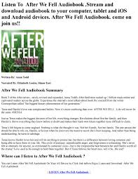 After we fell is the third book in the after novel series written by anna todd. After We Fell Audiobook By Angelilya Sin Issuu