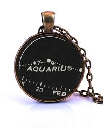 Aquarius Necklace Created From A Vintage Star Chart Published In 1937 January Birthday Gift February Birthday Gift
