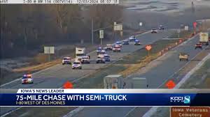 New Jersey semi-truck driver in custody after leading 75-mile chase on  Interstate 80 in Iowa