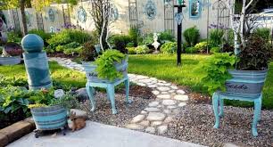 Ann S Garden Path And Her Welcome Tub Planters Colorful Garden Flea Market Gardening Galvanized Tub