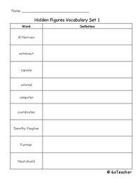Hidden Figures Worksheet Teachers Pay Teachers