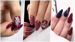 Professionally performed and burgundy nail pattern on nails can be done not only with the help of with dots, you can create a simple manicure peas and other burgundy nail. Stunning Burgundy Nail Designs That Will Win You Over Youtube