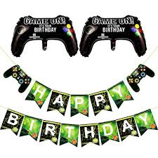 Where can i find video game party supplies? Cosweet Video Game Party Banner Supplies Set Gaming Party Decoration Baby Boys Birthday Party Banners And Balloons For Game Theme Party Buy Online In Cambodia At Desertcart