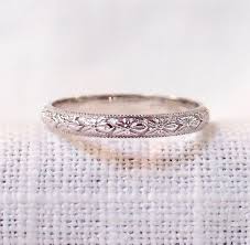Vintage Wedding Band Engraved In Orange Blossom Design 14k White Gold Vintage Style Wedding Ring Unique Wedding Edwardian Ring By Magpievintagejewelry On Et Wedding Rings Vintage Wedding Rings Unique Vintage Simple
