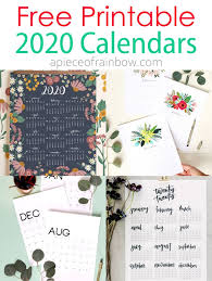 Monthly 2021 printable calendar template. 18 Stylish Free Printable 2020 Calendars Planners A Piece Of Rainbow
