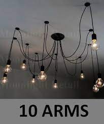 6 8 10 Fabric Cord Arm Spider Light Chandelier Suspension Ceiling Pendant Black Ceiling Lights Ceiling Pendant Lights Modern Chandelier
