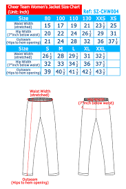 Cheerleading Uniform Size Chart