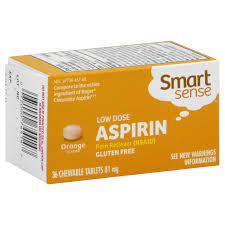1 to 5 mg/kg/dose once daily for 3 months (aha giglia 2013; Smart Sense Aspirin Low Dose 81 Mg Orange Flavor Chewable Tablets 36 Tablets
