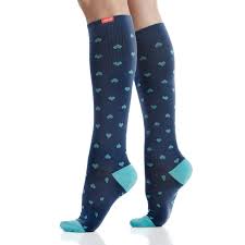 Petite Heart Navy Turquoise Cotton Compression Socks Compression Socks Compression Leg Sleeves