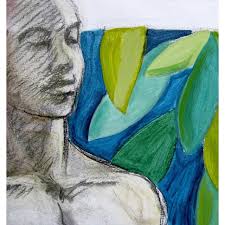 Colorful Figure Sketch With Foliage Original Painting