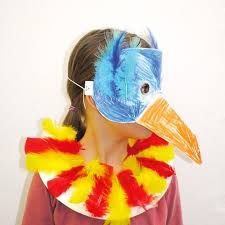 Tolle Vogelmaske Gestaltet Mit Bunten Farben Naturgetreu Vorgezeichnete Masken Aus Weissem Ka Vogel Kostum Kinder Basteln Kunsthandwerk Fur Kinder Vogel Kostum