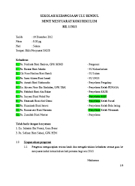 Kanan 1 yang hadir ke mesyuarat kali. Minit Mesyuarat Kokurikulum Kali Pertama