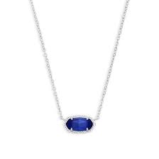 Kendra Scott Elisa Necklace In Cobalt Cat S Eye Glass Rhodium Plated Reeds Jewelers