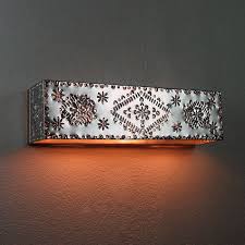 Natural Rectangular Punched Tin Vanity Light Fixture Punched Tin Vanity Light Fixtures Rectangular Light Fixture