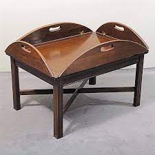 Butler galvin industrial chic iron/wood cocktail table overstock $ 1059.99. Sold Price Coffee Table Vintage Butler Style Maple Manufactured By Harden Furniture Company New York With Folding Tray Style Top With Inte June 6 0115 12 00 Pm Pdt