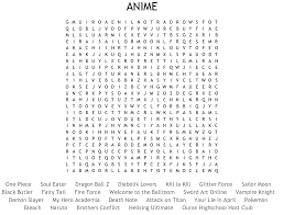 Five years have passed since goku and his friends. Anime Manga Crosswords Word Searches Bingo Cards Wordmint