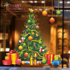 Modern Simple Christmas Wall Sticker Christmas Tree Window Sitcker Christmas Tree Shop Christmas Tree With Gifts Christmas Wall Stickers