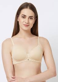 Buy SOIE Medium Coverage Padded Non-Wired Nude T-shirt Bra for Women Online  in India