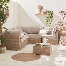 Free delivery and returns on ebay plus items for plus members. Premium Quality Rounded Polyrattan Garden Sofa Set Vittoria Natural Beige Cushions 5 Seats Maximum Comfort