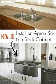 How To Install An Apron Sink In A Stock Cabinet Kitchen Sink Remodel Farmhouse Sink Installation Stock Cabinets