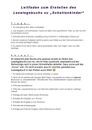 © unterrichtsmaterialien erstellt von juliane von jagow & marcus lüpke, inspiriert durch susan bauermeister. Lesetagebuch Zur Lekture Schattenkinder Unterrichtsmaterial Im Fach Deutsch Lesetagebuch Lesen Tagebuch