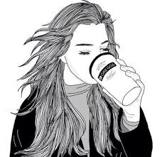 Black And White Coffee Drawing Follow Girl Outline Outlines Madchenzeichnungen Kunst Madchen Zeichnungen Fur Madchen