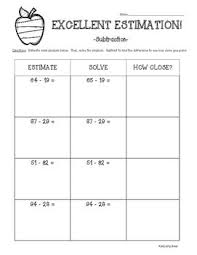 Excellent Estimation Subtracting 2 Digit Numbers With Estimation Estimate Sums Practices Worksheets Estimation