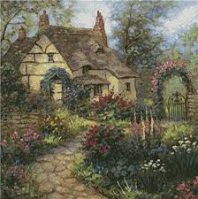 Printing pattern cross stitch kit garden villa landscape pattern 14ct11ct needlework embroidery kit diy home decoration painting. Cottage Garden Crop Cross Stitch Pattern