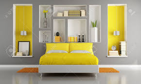 Disponemos de una amplia selección de camas y estructuras de cama dobles que se adaptan a todos los estilos si quieres una cama aún más grande, echa un vistazo a nuestras camas king size y camas super king size. Dormitorio Moderno Amarillo Y Gris Con Cama De Matrimonio Y De Nicho Representacion Habitaciones Amarillas Diseno Interior De Dormitorio Decoracion De Alcoba