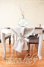 Table runner was made by fabric with stylish design so it can make your table look. Diy No Sew Burlap Table Runner