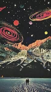 Retro Collage Psychedelic Art Wallpaper Seni Wallpaper Trippy