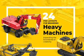 Psd Heavy Machines Mockup 360 Pro 03 In Vehicle Mockups On Yellow Images Creative Store