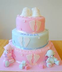 Christening Cake With Baby S Footprints Baby Cake Baby Shower Cakes Christening Cake