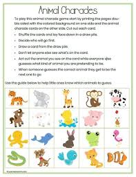 Animal Charades For Kids With A Free Printable Download In 2020 Animal Activities For Kids Charades For Kids Gym Games For Kids
