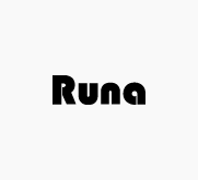 This logo's beauty is based on the importance of its empty spaces inside the body's shape. Color Simulation Runa Products Okamura