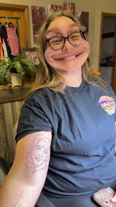 Last night this super fun young lady (ladies) came in studio to get this  tribute piece done adding to an arm sleeve that honors a Nephew who had  passed unexpectedly some time