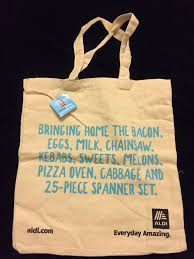 Aldi Bing Home The Bacon Tote Bag Shopping Cotton New Egg Milk Chainsaw Pizza Uk Ebay Tote Aldi Texas Tote Bag