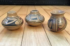 Three Vintage Mata Ortiz Mexican Tribal Mini Pottery Vessels Signed RPL  +Manuela