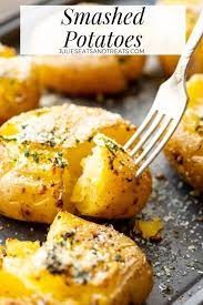 Smashed Potatoes Is A Fun Twist On Baked Potatoes This Recipe Is A Delicious Side When You H Potato Recipes Side Dishes Easy Potato Recipes Potato Dishes Easy