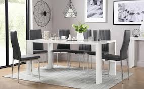 Eden 170cm White High Gloss Dining Table With 8 Leon Grey Only 499 99 Furniture Choice White Dining Room Table Furniture Choice White Dining Room