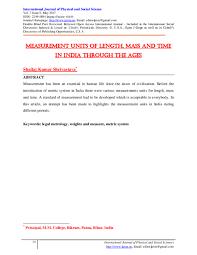 Pdf Measurement Units Of Length Mass And Time In India