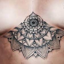 Dotwork Tattoo Blackworkers Mandala On Instagram Mandala Sternum Tattoo Tattoos Sternum Tattoo