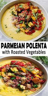 Parmesan Polenta With Roasted Vegetables Countsofthenetherworld Com Recipe Quick Vegetarian Dinner Vegetarian Recipes Dinner Vegetable Dinners