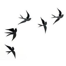 Small Birds In Flight Tattoo Set Of 5 Flying Swallows Black Birds Home Wall Art Decor Decorative Cute Decor Small Bird Tattoos Silhouette Tattoos Body Art Tattoos