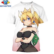 SONSPEE Anime Sexy Bowsette T Shirt 3D Print Summer Fashion Harajuku Style  Men Women Short Sleeve Streetwear T