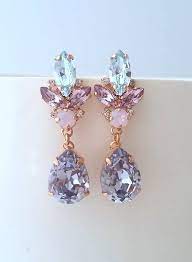 Purle Earringsbridal Earringssmokey Purple Chandelier Etsy Girly Jewelry Bridal Jewelry Sets Pink Earrings Wedding
