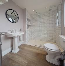 Walk In Shower With Low Profile Tray Small Bathroom Bathroom Design Wood Bathroom