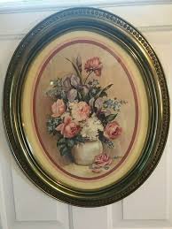 Vintage Discontinued Homco Home Interior Oval Floral Flowers N Vase Gold Frame Gold Frame Pictures For Sale Gold Frame Wall