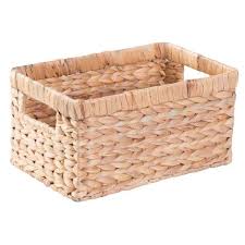 Hand woven water hyacinth basket for everyday home storage Vintiquewise Natural Water Hyacinth Rectangular Storage Bin Basket Qi003544 S The Home Depot